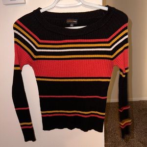 Fashion Nova Striped Long Sleeve Ribbed Sweater